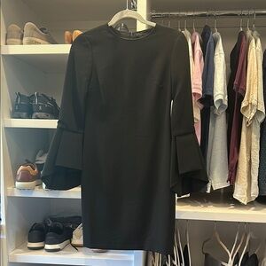 Alice + Olivia Black Sheath Dress with Bell Sleeves